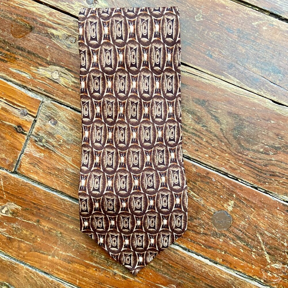 JZ RICHARDS Art Deco Mod Geometric Atomic Silk Neck Tie Handmade USA 60" x 4"